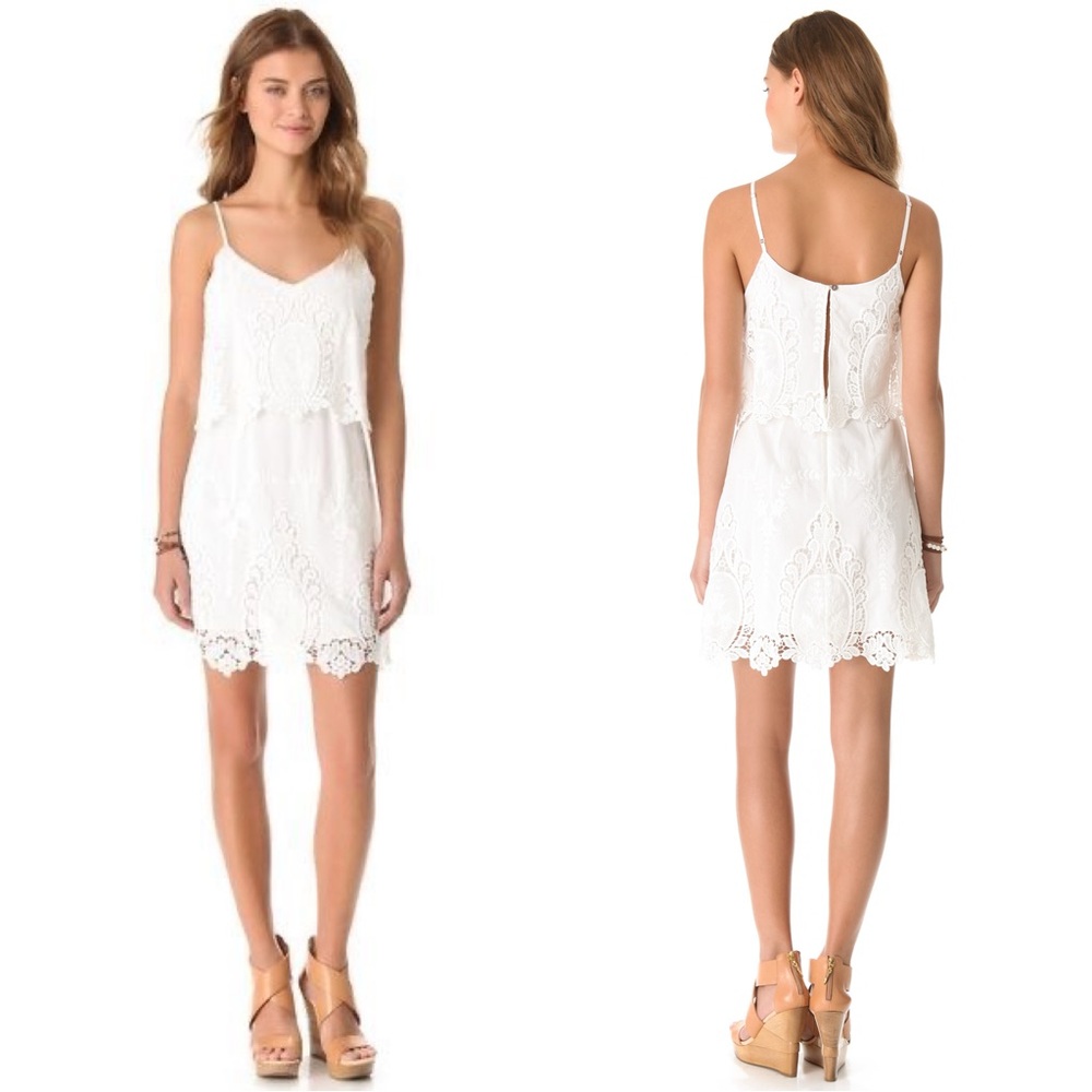 Dolce Vita Jeralyn Silk Cotton Embroidered Eyelet Lace Summer White Mini Dress